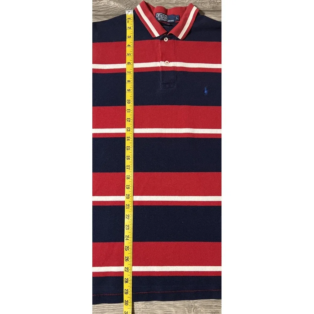 Vintage Ralph Lauren Striped Red/White/Blue Short Sleeve Rugby Polo Size Large